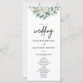 ホワエレガントイトローズグリーナリーフローラ結婚式 プログラム (正面)