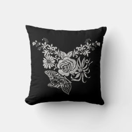 ホワエレガントイトローズバタフライフローラ クッション