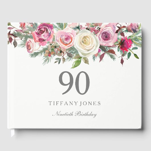 ホワエレガントイトローズフローラ90th誕生日ゲストブック ゲストブック (正面)
