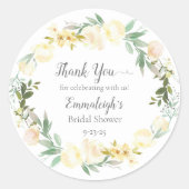 ホワエレガントイトローズブライダルシャワーありがとう ラウンドシール (正面)