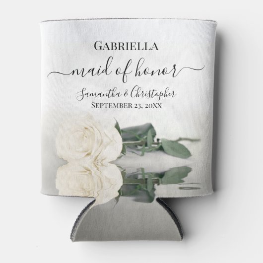 ホワエレガントイトローズメイド・オブ・オーナー（花嫁付き添い人）結婚ズ 缶クーラー (正面)