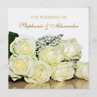 ホワエレガントイトローズ結婚式招待状 招待状