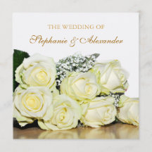 ホワエレガントイトローズ結婚式招待状