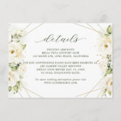 ホワエレガントイトローズ花模様結婚ズ詳細 エンクロージャーカード (正面)