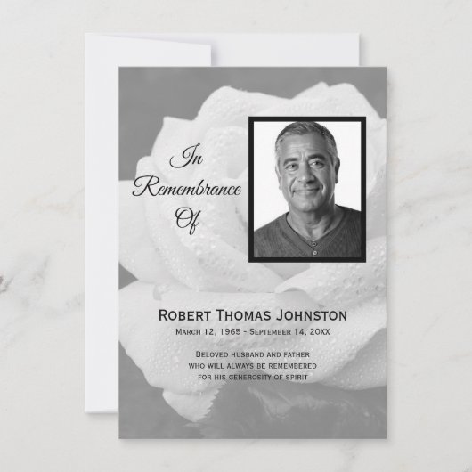 ホワエレガントイトローズ葬儀悔やみや弔慰 サンキューカード (正面)