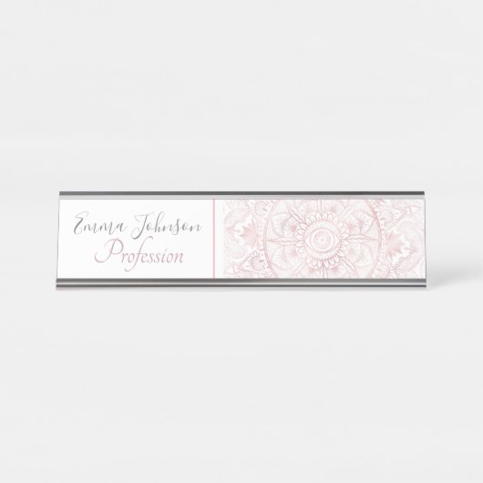 ホワエレガントイトローズ金ゴールドアイサンムーンマンダラ デスクネームプレート (正面)