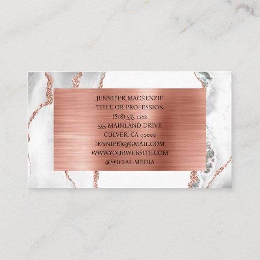 ホワエレガントイトローズ金ゴールドアガテラグジュアリー 名刺 (裏面)