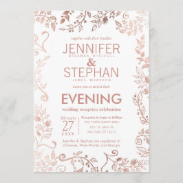 ホワエレガントイトローズ金ゴールドフローラ披露宴 招待状