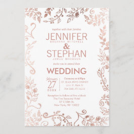 ホワエレガントイトローズ金ゴールドフローラ結婚式招待状 招待状