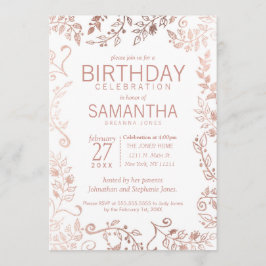 ホワエレガントイトローズ金ゴールドフローラ誕生会 招待状