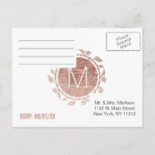 ホワエレガントイトローズ金ゴールドフローラRSVPポストカード インビテーションポストカード (裏面)