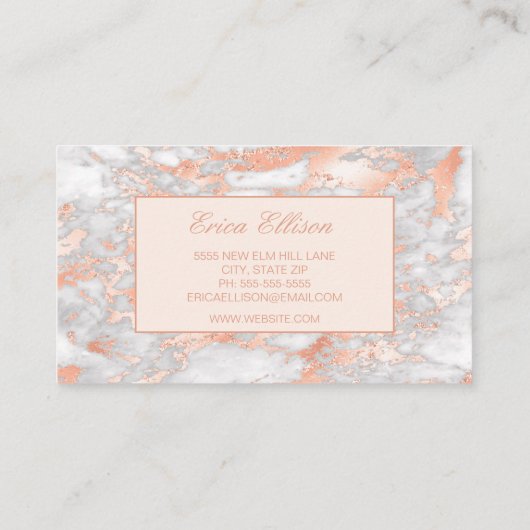 ホワエレガントイトローズ金ゴールドマーブルウェディングプランナー 名刺 (裏面)