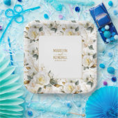 ホワエレガントイトローズ金ゴールドロマンフローラ結婚ズ ペーパープレート (パーティー)