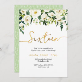 ホワエレガントイトローズ16th誕生日招待状 招待状