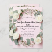 ホワエレガントイトローズ&ユーカリ結婚式招待状 招待状 (正面/裏面)