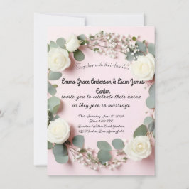 ホワエレガントイトローズ&ユーカリ結婚式招待状 招待状