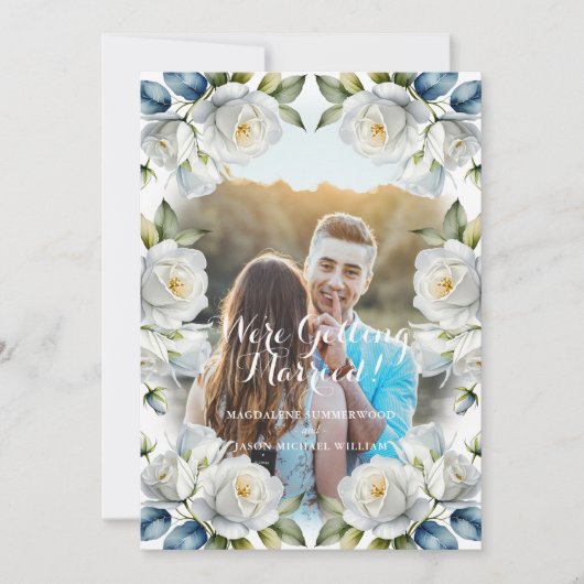 ホワエレガントイトローズFrame Coule 結婚 Photo's 招待状 (正面)