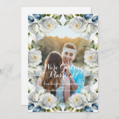 ホワエレガントイトローズFrame Coule 結婚 Photo's 招待状 (正面/裏面)