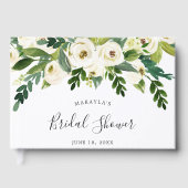ホワエレガントイトローゼズグリーンリーフローラブライダルシャワー ゲストブック (正面)