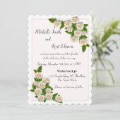 ホワエレガントイトローゼズピンク赤面結婚式招待状 招待状 (スタンド正面)