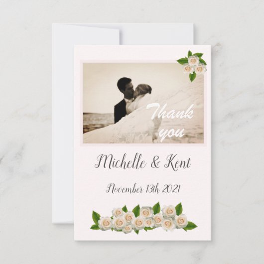 ホワエレガントイトローゼズフラットサンキューカード サンキューカード (正面)