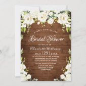 ホワエレガントイトローゼズ素朴ウッドブライダルシャワー 招待状 (正面)