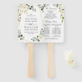 ホワエレガントイトローゼユーカリプタス結婚式 プログラム ハンドファン (正面&裏面)