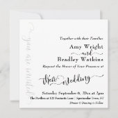 ホワエレガントイト上のタイポグラフィ結婚ブラック2 招待状 (正面)