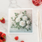 ホワエレガントイト結婚ローズ スタンダードランチョンナプキン (インサイチュ)