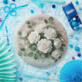 ホワエレガントイト結婚ローズ ペーパープレート (パーティー)