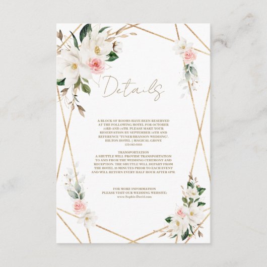 ホワエレガントイト金ゴールド結婚ズ詳細 エンクロージャーカード (正面)