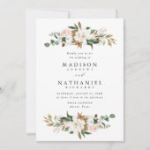 ホワエレガントイト・マグノリアスと赤面フローラ結婚 招待状 (正面)