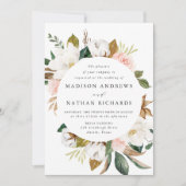 ホワエレガントイト・マグノリアスと赤面フローラ結婚 招待状 (正面)