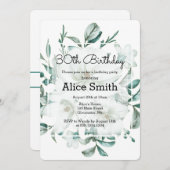 ホワエレガントイト・マグノリア・グリーンリー30歳の誕生日 招待状 (正面/裏面)