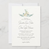 ホワエレガントイト・マグノリア・ユーカリプトゥス・ブケ結婚ス 招待状 (正面)