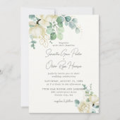 ホワエレガントイト・マグノリア・ユーカリプトゥス・ブケ結婚ス 招待状 (正面)