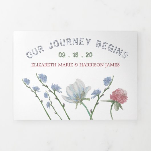 ホワエレガントイト、ワイルドフラワー結婚ズスイート 三つ折り招待状 (カバー)