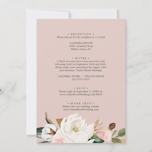 ホワエレガントイト&赤面オールインワン結婚ズ 招待状 (裏面)