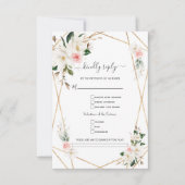 ホワエレガントイトMagnolia金ゴールドソングリクエス結婚ト 出欠カード (正面)