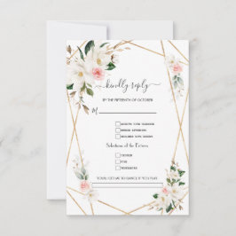 ホワエレガントイトMagnolia金ゴールドソングリクエス結婚ト 出欠カード