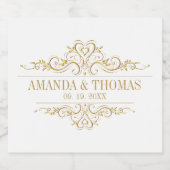 ホワエレガントイパーソナライズされた結婚ーム スパークリングワインラベル (シングルラベル)