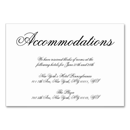 ホワエレガントイミニマルトの宿泊カード テーブルナンバー (正面)