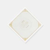 ホワエレガントイ結婚トナプキンとカスタムイニシャル スタンダードカクテルナプキン (角)