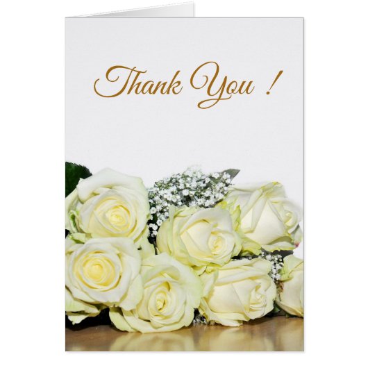 ホワエレガントイ結婚ロズの写真サンキューカード (正面)