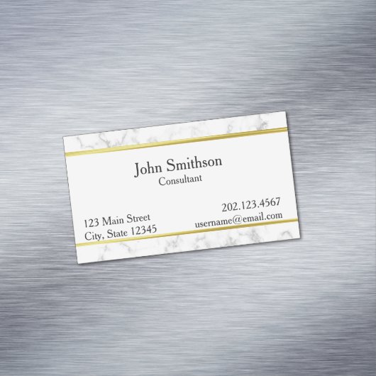 ホワエレガントフェイクイト大理石と金ゴールドプロフェッショナル マグネット名刺 (インサイチュ)