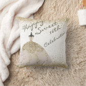 ホワガーリーイトゴールデンビッグガウン甘い16誕生日 クッション (ブランケット)