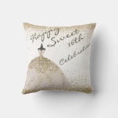 ホワガーリーイトゴールデンビッグガウン甘い16誕生日 クッション (裏面)