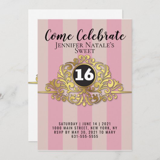 ホワガーリーイフェイクトフォイルスウィート16招待状 招待状 (正面/裏面)