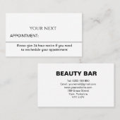 ホワシンプルイトプロフェッショナルアポイントメントリマインダ 予約カード (正面/裏面)