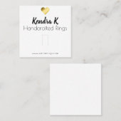 ホワシンプルイト金ゴールドハートリングや輪表示包装 スクエア名刺 (正面/裏面)